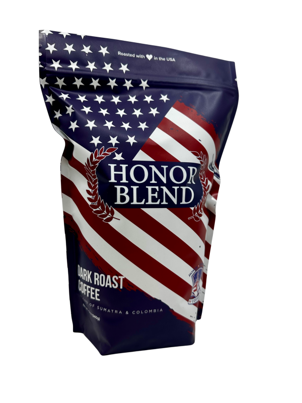 Honor Grounds – Honor Blend Dark Roast Bold and rich with deep, smoky undertones, this dark roast blend of Costa Rica and Sumatra is crafted to honor those who serve. Created in partnership with Honor Grounds Café, every bag stands as a tribute to the service and sacrifice of veterans past, present, and future. With each cup, you support their legacy—because a portion of every sale goes directly to veteran organizations. Strong coffee. Stronger purpose.